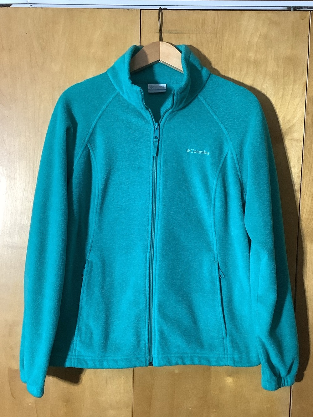 Columbia pistachio/seafoam green fleece full zip jacket, size XL